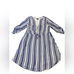 Torrid Blue & White Striped Zip-Front Dress – Size 0 (Plus 12)